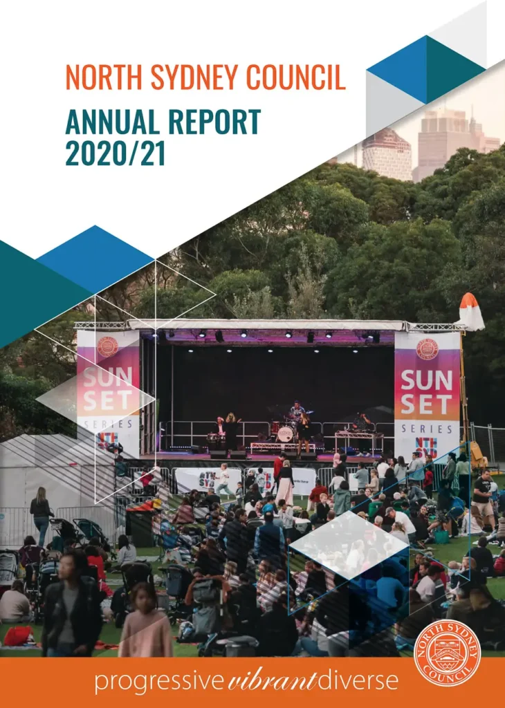 North Sydney Council 2021 Annual report cover photography featuring Sunset Series music festival in Waverton