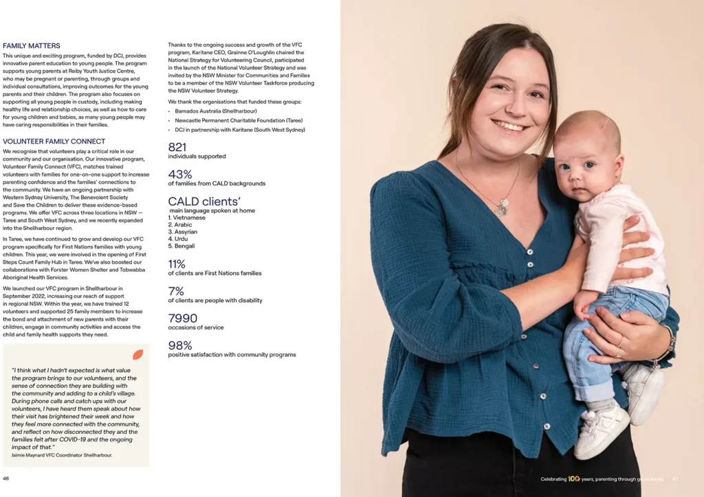 Close-up family portrait used with Karitane continuum of care annual report content