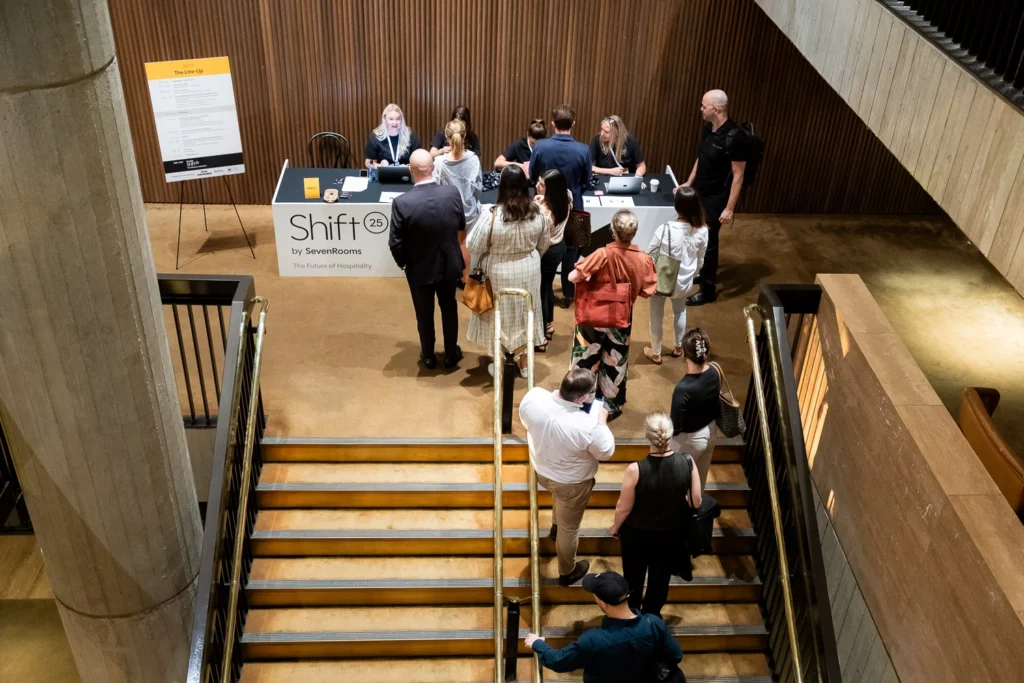 Conference banners and lighting design in event space