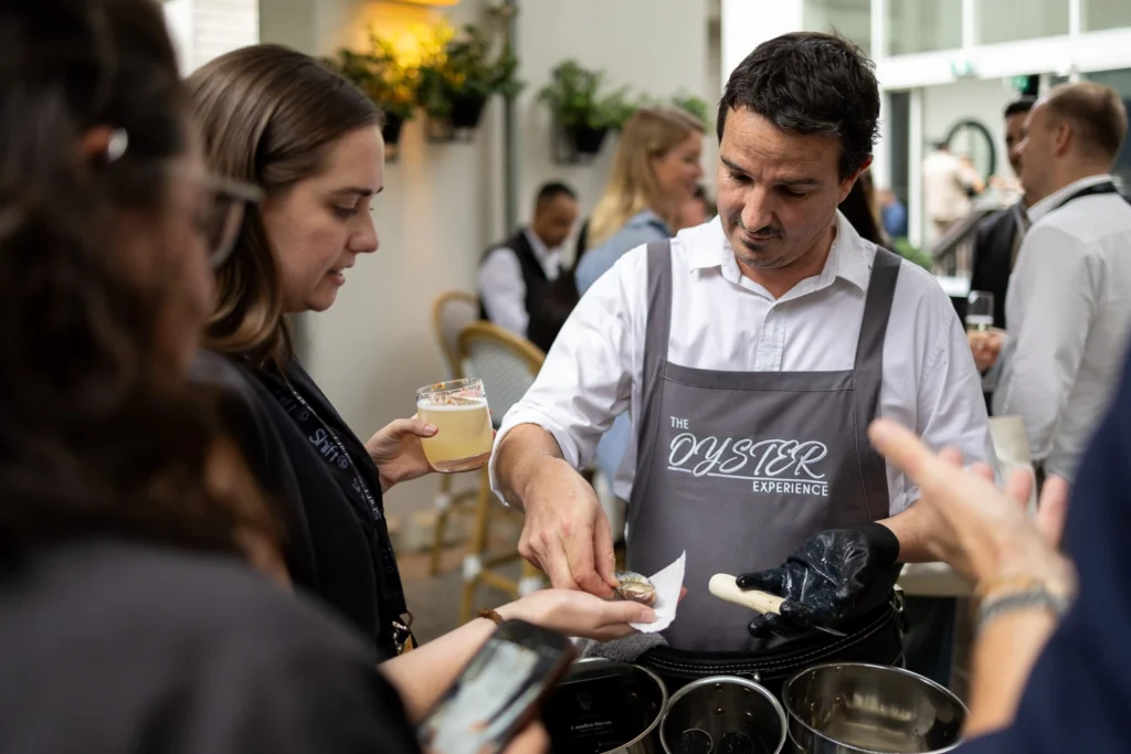 Close-up of food service during event