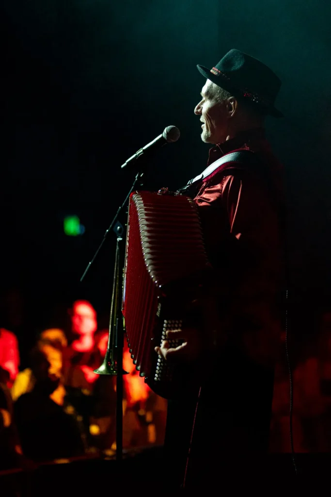 Close-up of Vopli Vidoplyasova vocalist performing live