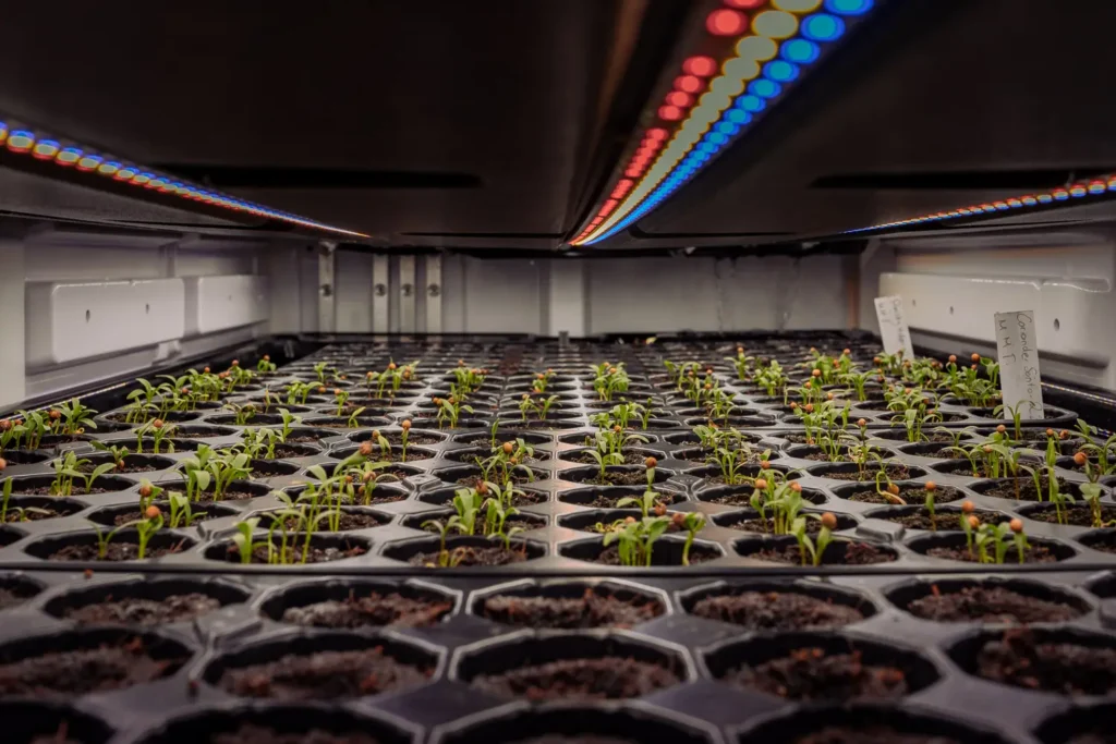 Nutrient delivery system inside indoor vertical farming unit