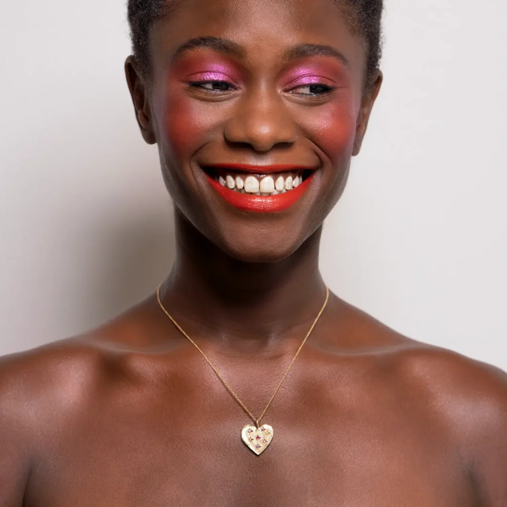 Model wearing necklace editorial shoot
