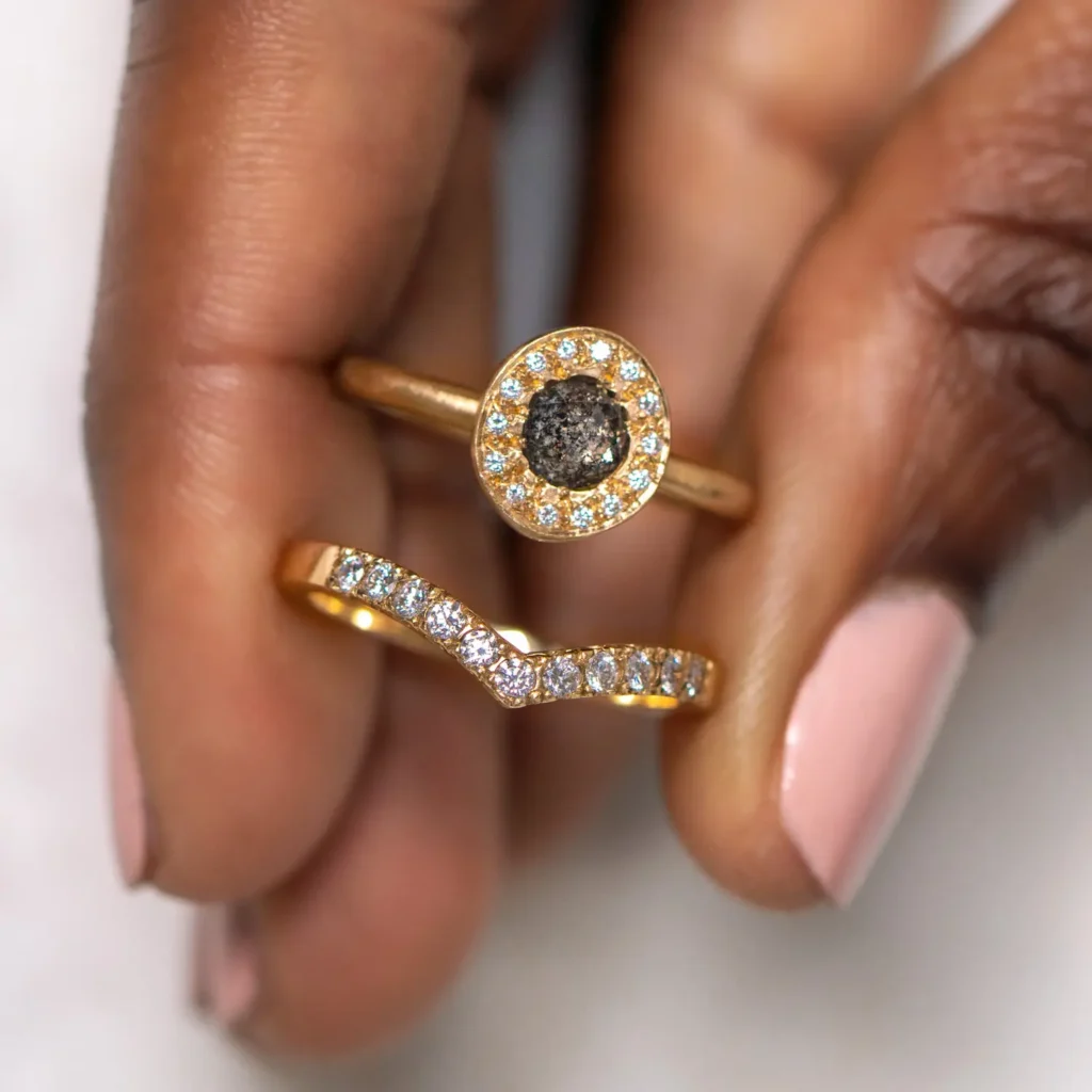 white and salt and pepper diamond rings jewellery photography Sydney