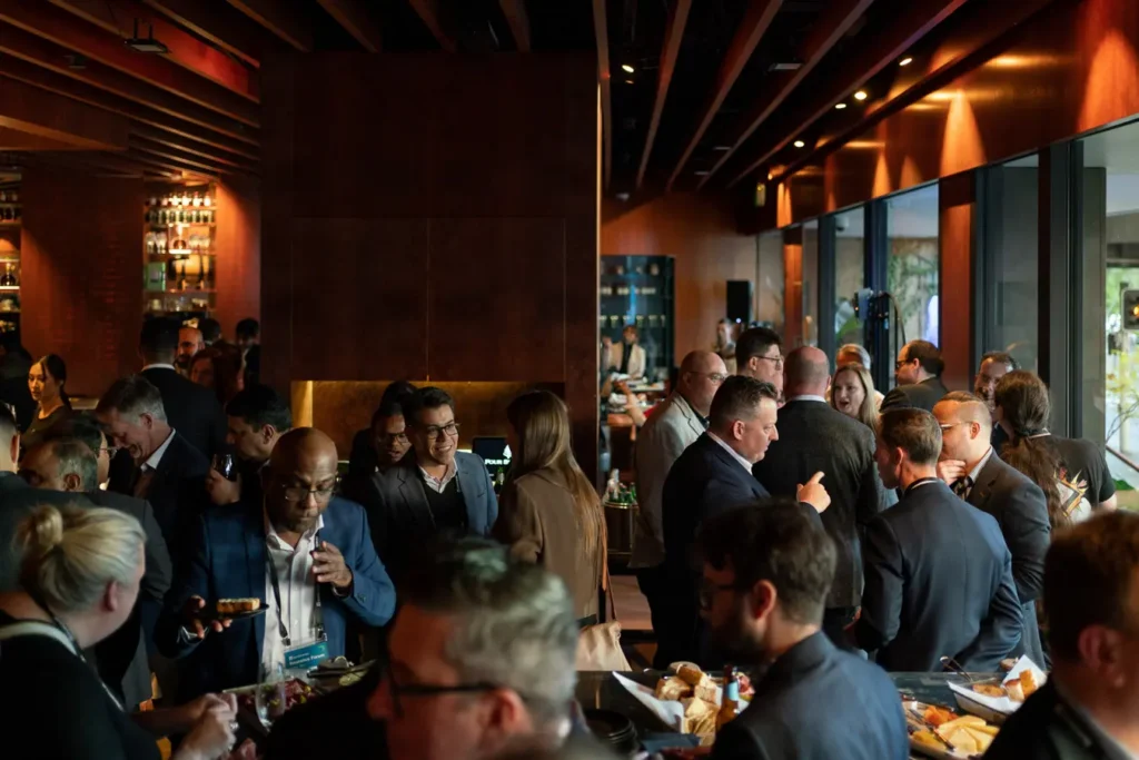 Guests mingling during the Guidewire Insurance Forum Sydney 2023 cocktail reception