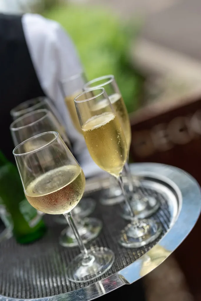Chilled glasses of wine served at the Michael Morgan OAM lunch