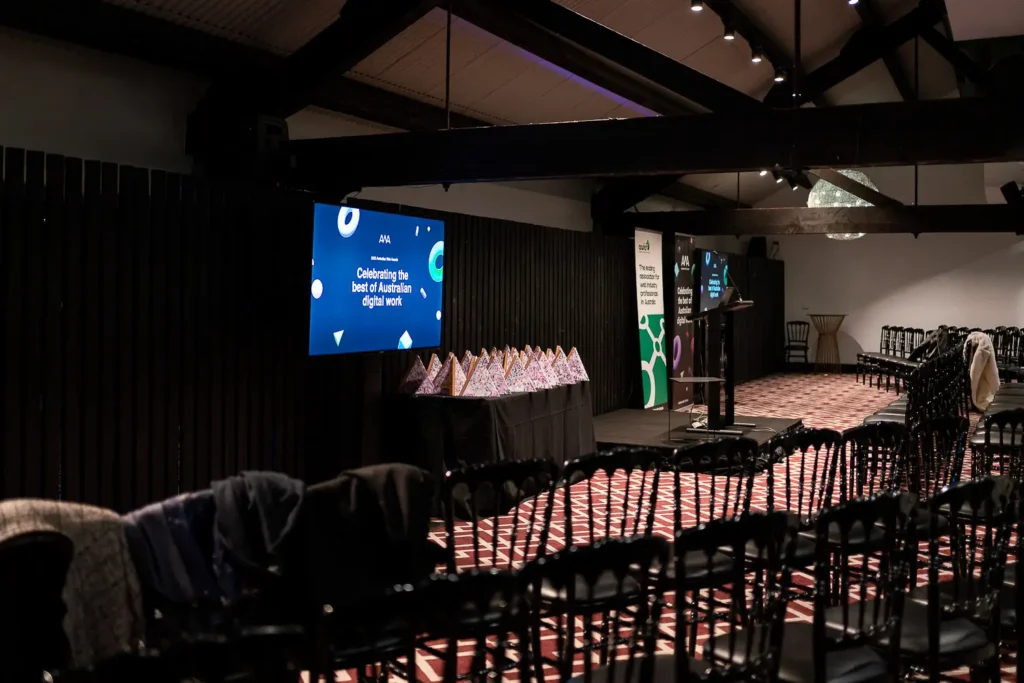 Australian Web Awards presentation stage at Doltone House Jones Bay Wharf