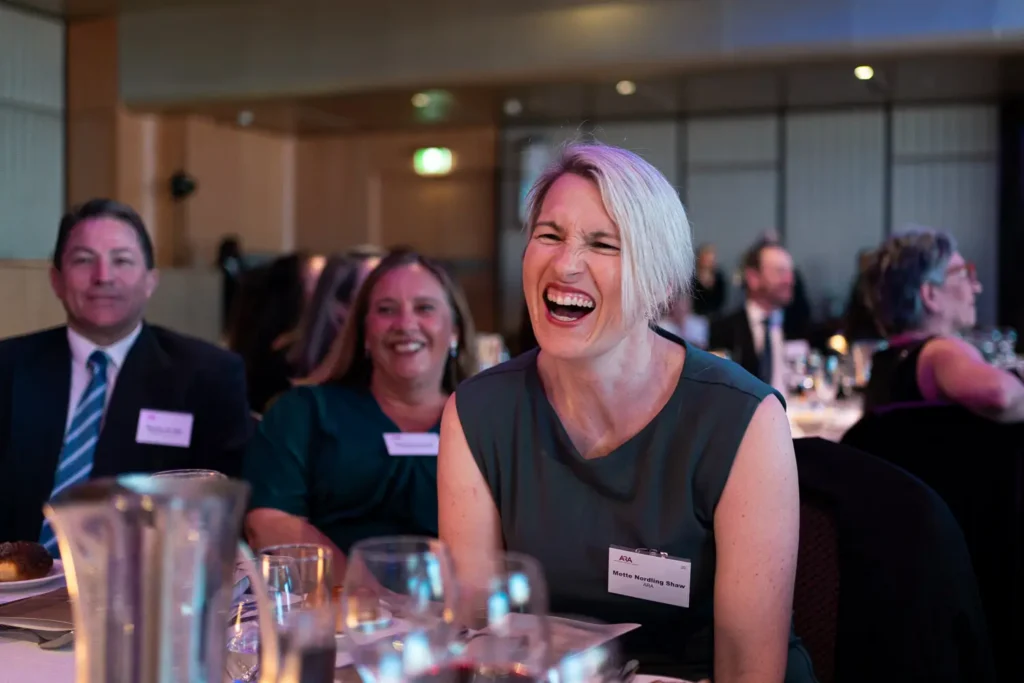 Guests enjoying the black-tie corporate dinner at Shangri-La Sydney