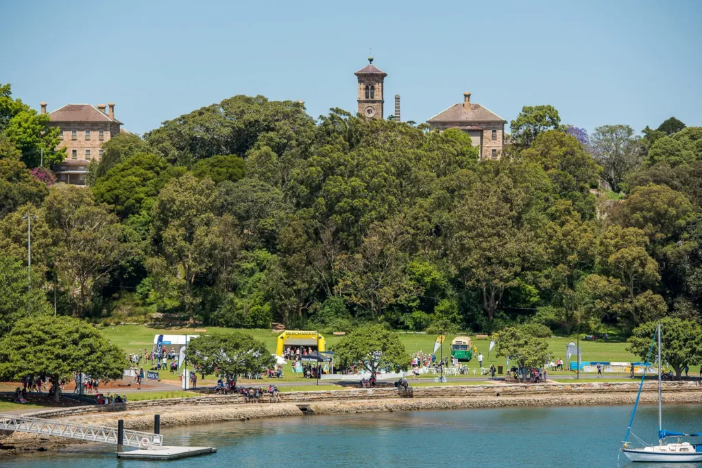 Event village beside Sydney Harbour during the Bridges Walk community fundraiser
