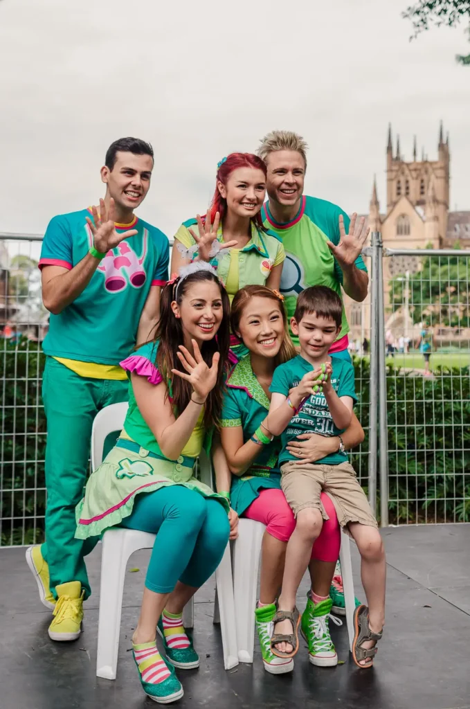 Children meeting entertainers at family stage show during Sydney festival