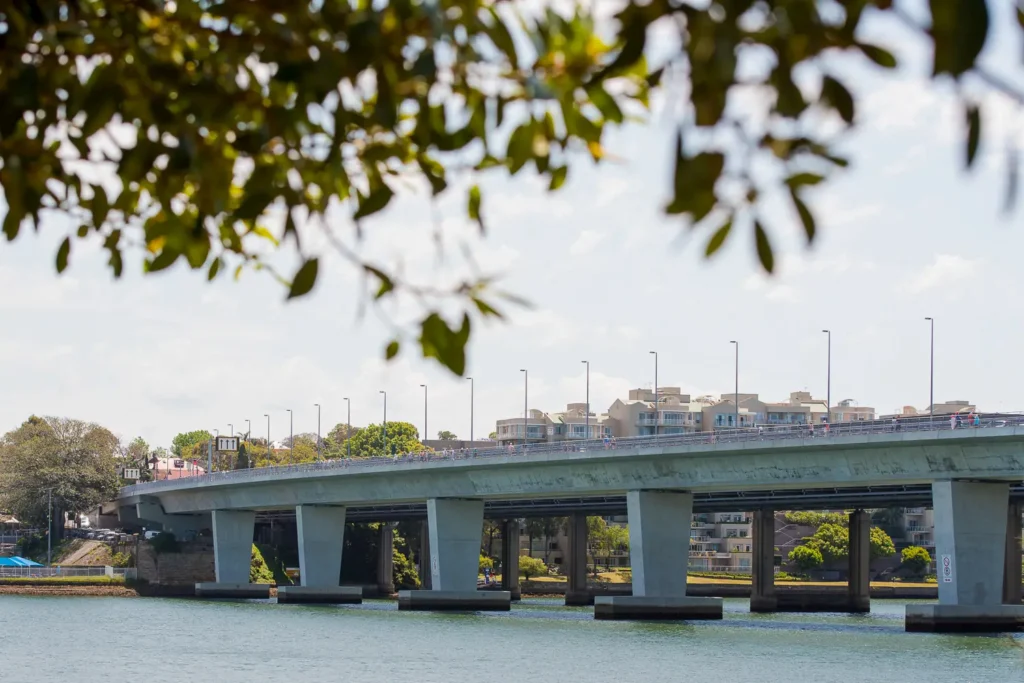 Walkers crossing Gladesville Bridge during the Bridges Walk event in Sydney