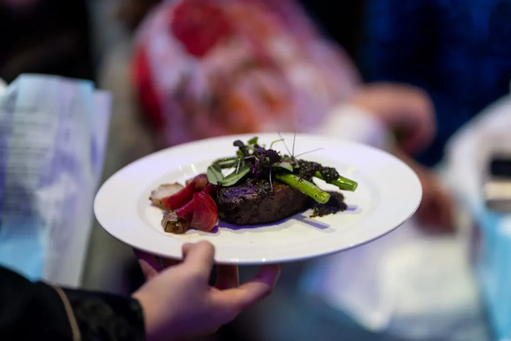 Fine dining main course served during the Australasian Reporting Awards black-tie dinner