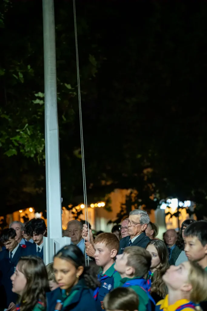 Flag lowering ceremony during the Hunters Hill ANZAC Memorial Service