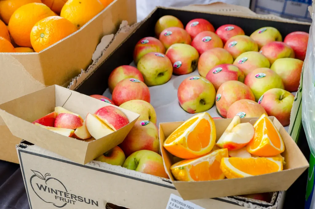 Fresh fruit refreshments provided during the Seven Bridges Walk charity event