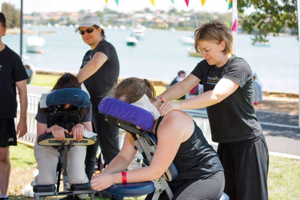 Wellness and massage activation at the Seven Bridges Walk community event