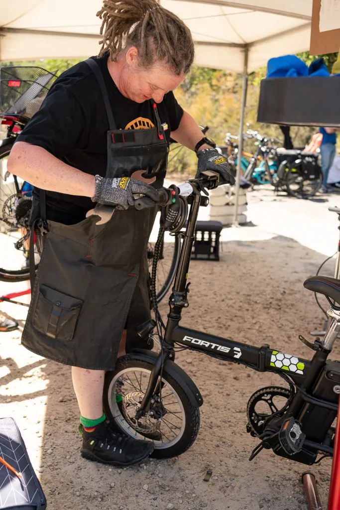 Bicycle repair and maintenance demonstration at the Coal Loader Sustainability Festival