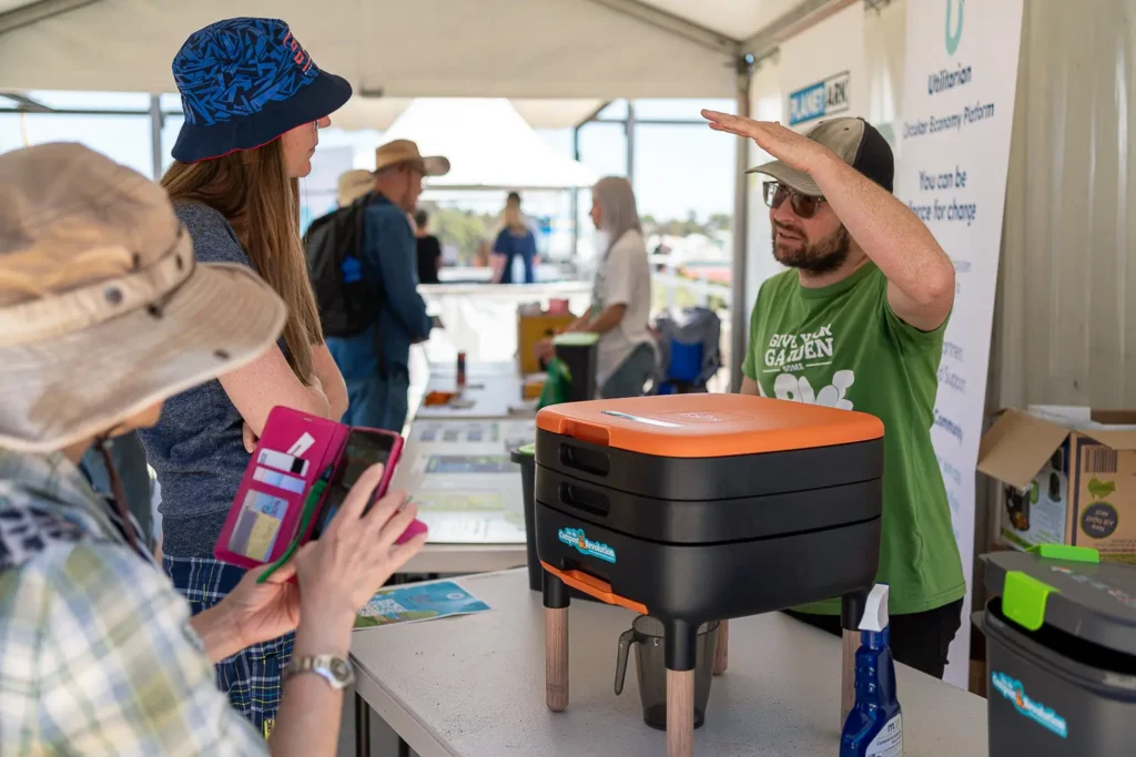 Composting demonstration for visitors at the Coal Loader Sustainability Festival