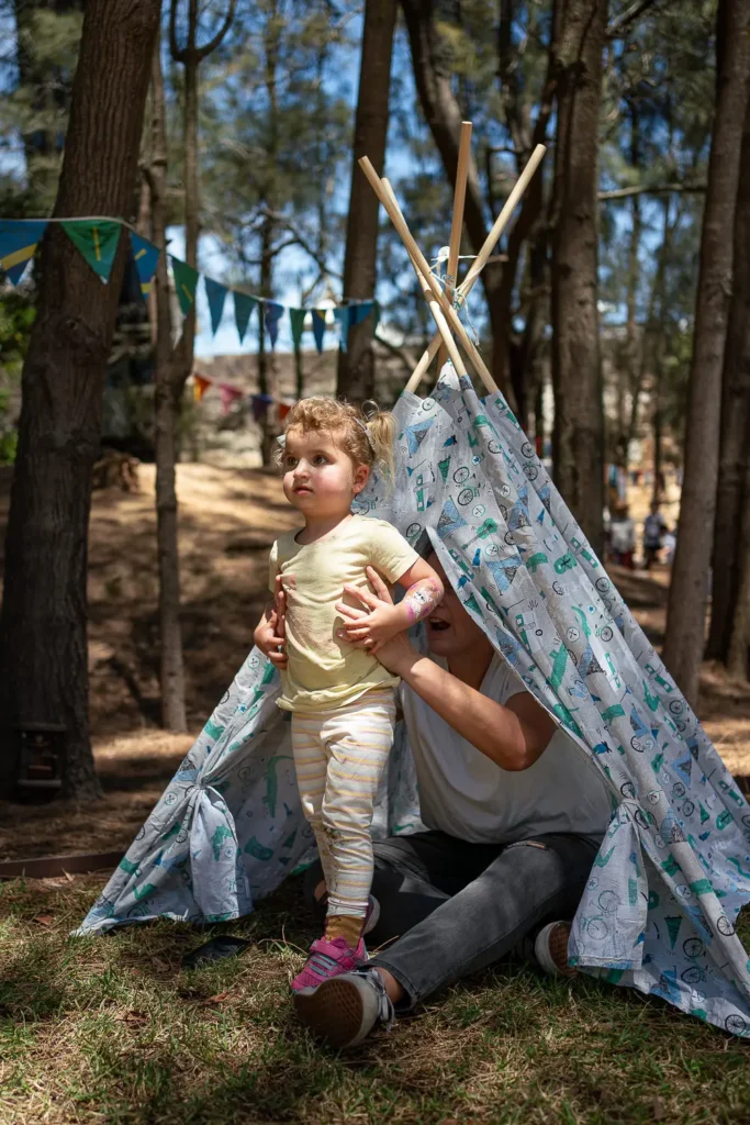 Child enjoying the outdoor kids area at the Coal Loader Sustainability Festival in Waverton