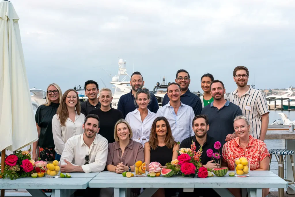 Group portrait of Shift conference guests at a waterfront Sydney Harbour venue