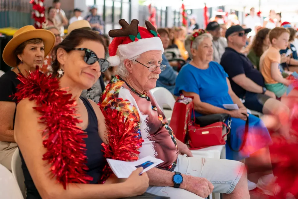 Guests enjoying the festive atmosphere at the Wayside Chapel Christmas Day celebration in Sydney