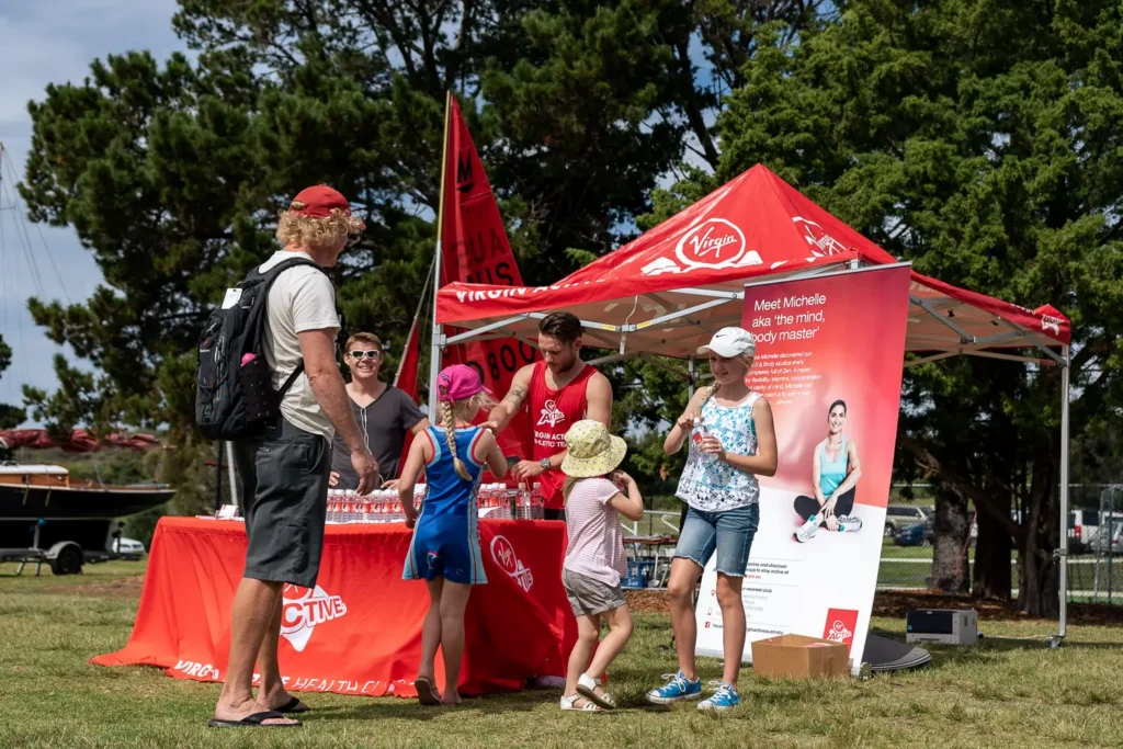 Virgin Active exhibition stand and visitors captured by a Sydney event photographer