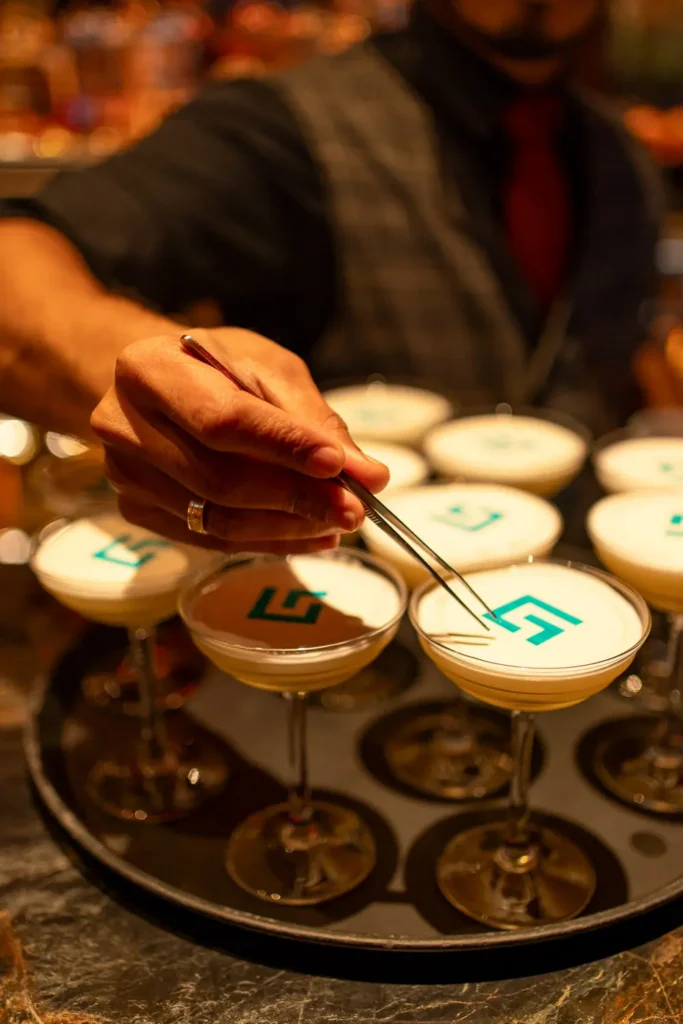 Branded cocktails served at a corporate event at Grain Bar Sydney