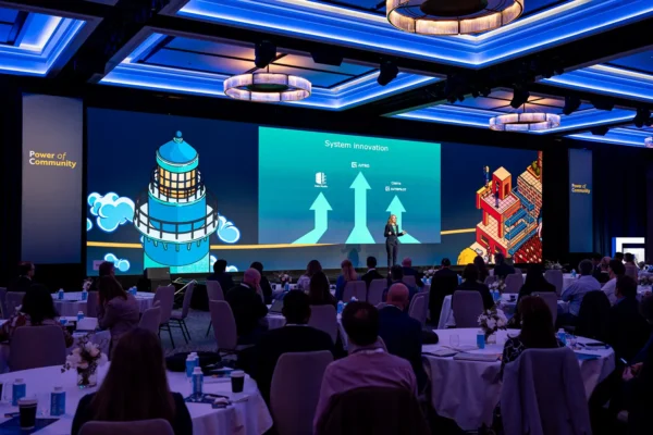 Guidewire conference stage and audience at Four Seasons Hotel Sydney