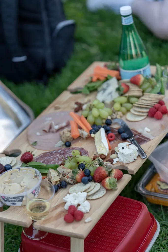 Picnic grazing boards with cheese, fruit and crackers at North Sydney Sunset Series