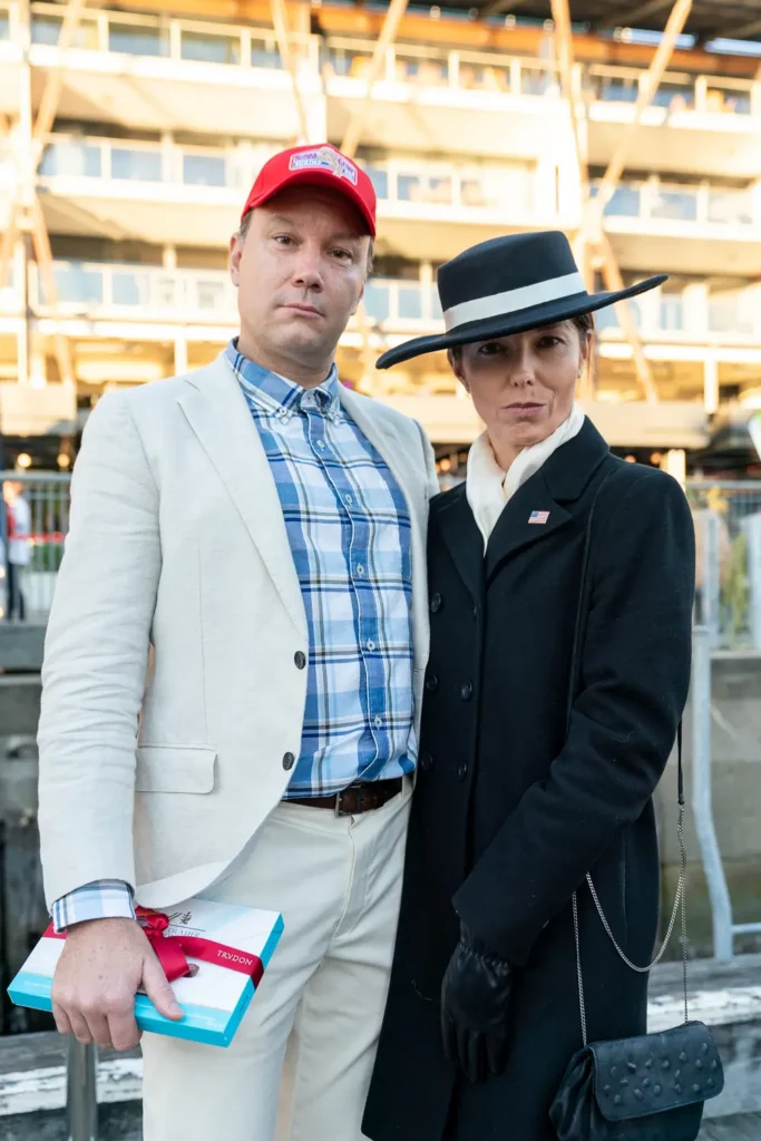Guests in creative costumes before a Sydney Harbour birthday cruise