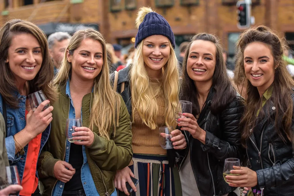Friends enjoying wine together at the Taste of Manly food and wine festival